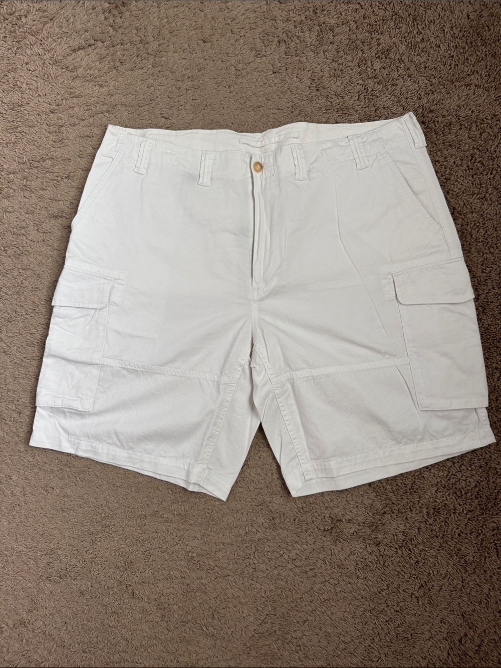 Polo by Ralph Lauren White Men’s Cargo Shorts with Side Flap Pockets